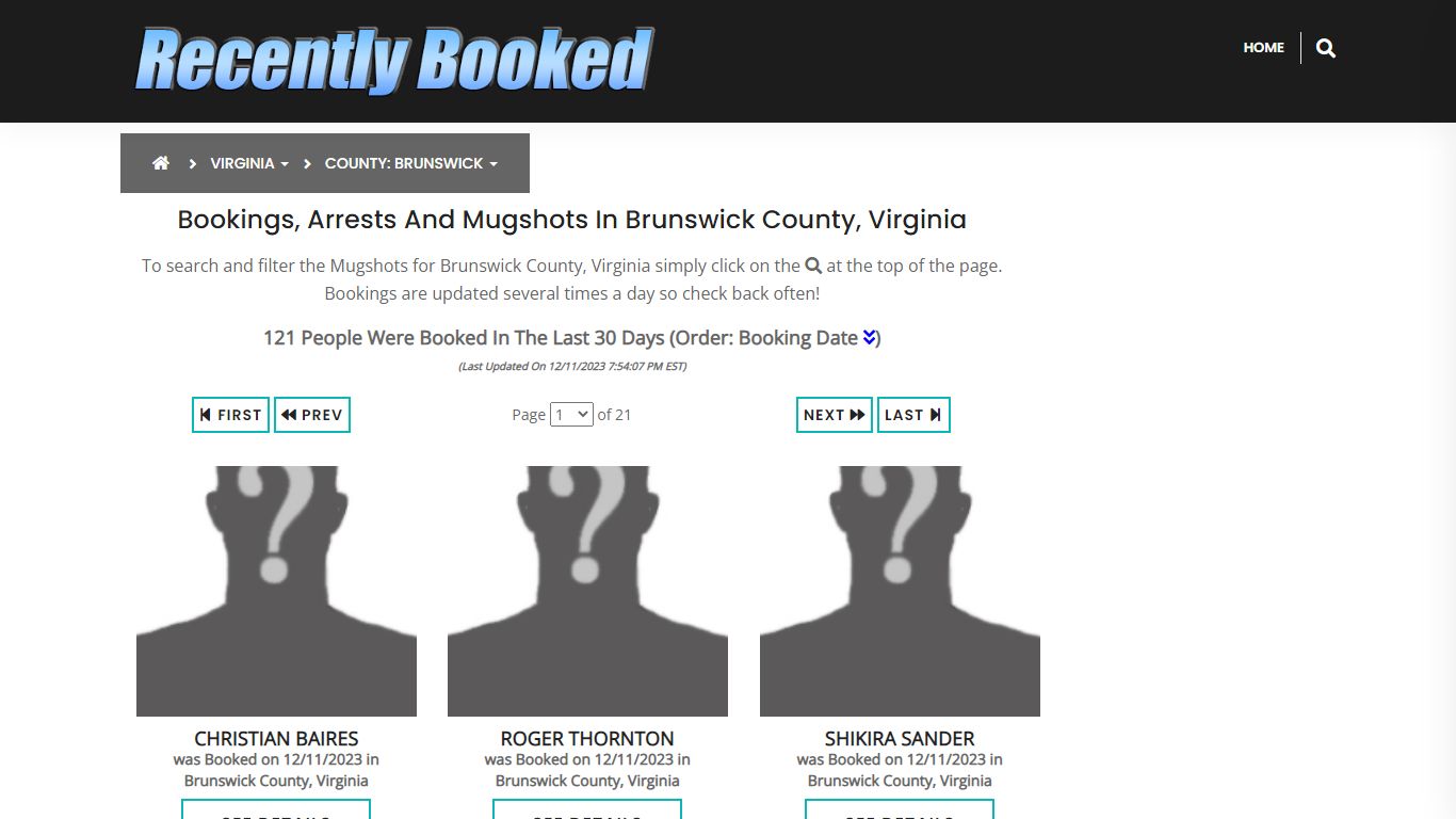 Bookings, Arrests and Mugshots in Brunswick County, Virginia