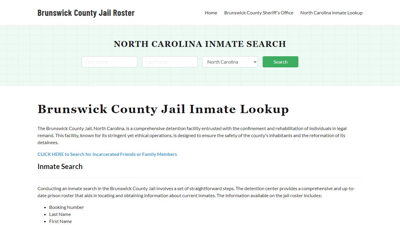 Brunswick County Jail Roster Lookup, NC, Inmate Search
